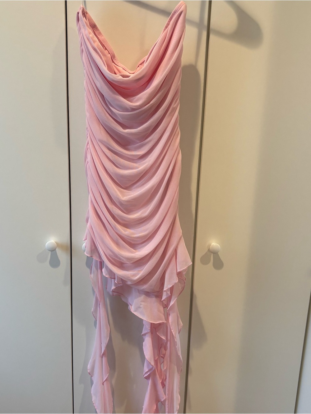 SHEIN Light Pink Asymmetrical Draped Spaghetti-Strap Dress